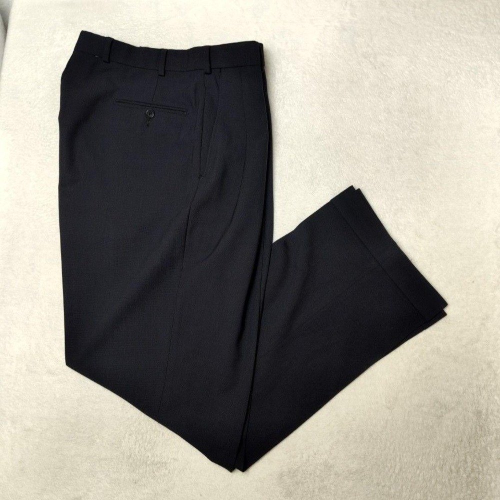 Brooks Brothers Pants Mens 36x31 Blue Wool Stretch Pleated Cuffed Dress Classic
